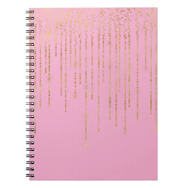 Cuaderno Lunares Rayas Confeti Glam Oro Rosa (Frente)