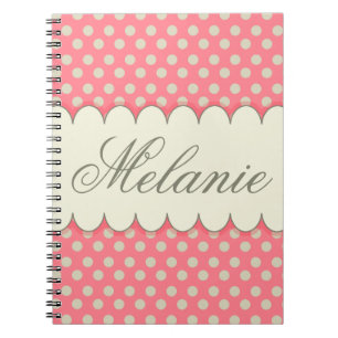 Cuaderno Lunares rosados beige personalizados personalizado
