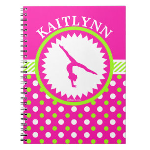 Cuaderno Lunares rosados y verdes de la gimnasia con