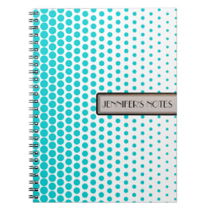 Cuaderno Lunares Turquesa Elegante Moderno Blanco