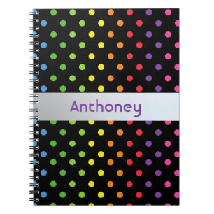 Cuaderno Lunares verdes menta turquesa azul rosa personaliz