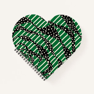 Cuaderno Lunares y Rayas 2 - Verde, Crema y Negro