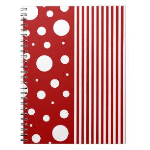 Cuaderno Lunares y Rayas en Rojo y Blanco