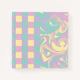 Cuaderno Lunares y Remolinos Rosa Pastel, Amarillo, Morado 