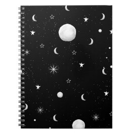 Cuaderno Lunas negras y blancas y estrellas