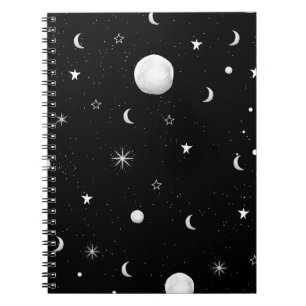 Cuaderno Lunas negras y blancas y estrellas
