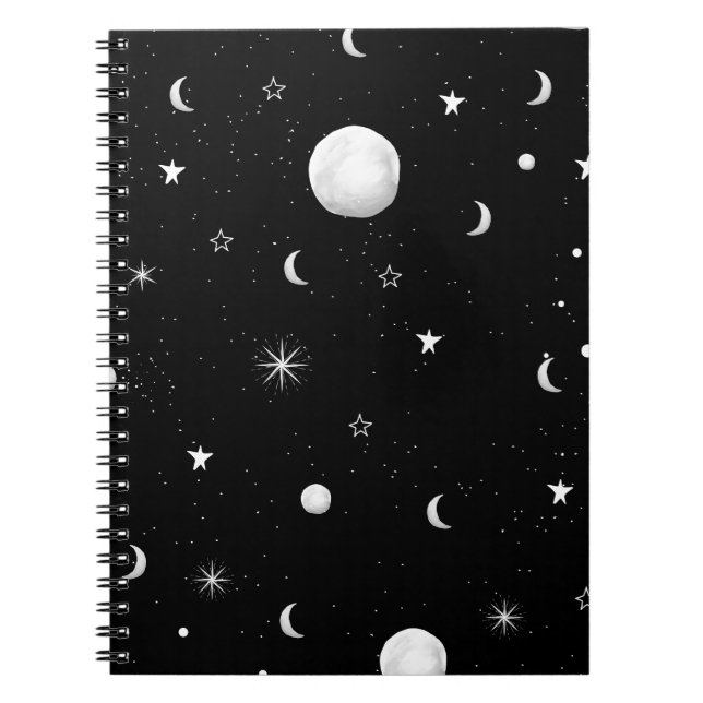 Cuaderno Lunas negras y blancas y estrellas (Frente)