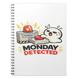 Cuaderno Lunes Detectado - Alarma de Personaje Divertido Ca
