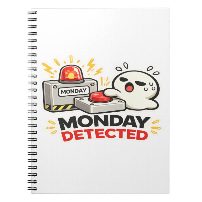 Cuaderno Lunes Detectado - Alarma de Personaje Divertido Ca (Frente)