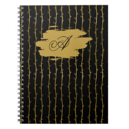 Cuaderno Luxurious Black & Gold Leaf Personalized Notebook
