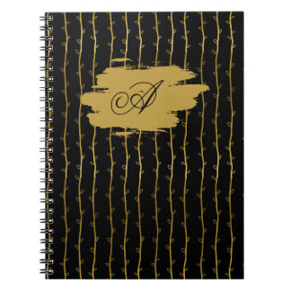 Cuaderno Luxurious Black & Gold Leaf Personalized Notebook