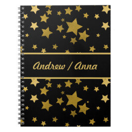 Cuaderno Luxurious Black & Gold Star Personalized