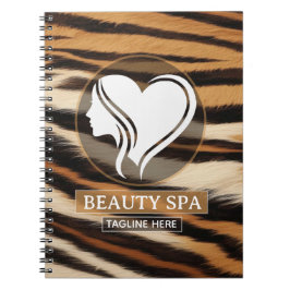 Cuaderno Luxury Beauty Spa Logo Elegant Tiger Print Salon