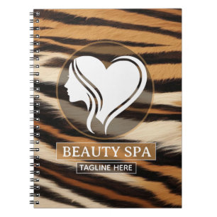 Cuaderno Luxury Beauty Spa Logo Elegant Tiger Print Salon