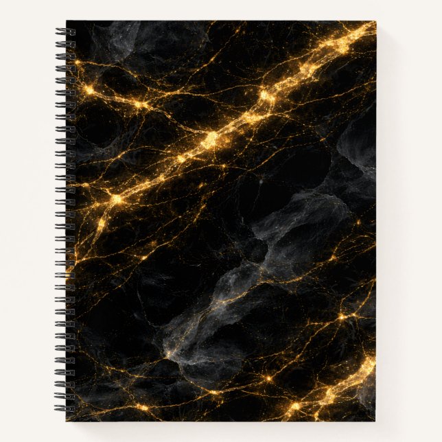 Cuaderno Luxury Black and Gold Marble Spiral Notebook (Anverso)