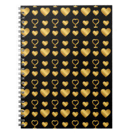 Cuaderno Luxury  Black Gold Foil Hearts 