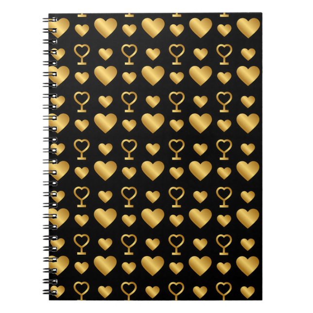 Cuaderno Luxury  Black Gold Foil Hearts  (Frente)