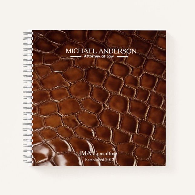 Cuaderno Luxury Brown Crocodile Leather Attorney at Law (Anverso)