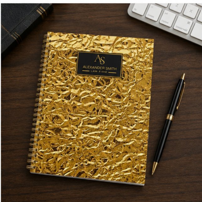 Cuaderno Luxury Crumpled Gold Foil Texture Elegant Metallic (Subido por el creador)