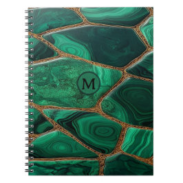 Cuaderno Luxury Emerald Malachite Green Marble Abstract