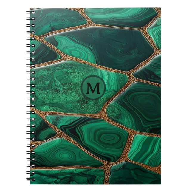 Cuaderno Luxury Emerald Malachite Green Marble Abstract (Frente)