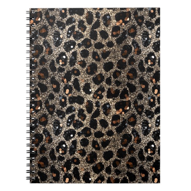 Cuaderno Luxury Glitter Brown Black Gold Leopard Pattern (Frente)