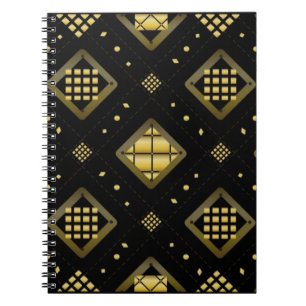 Cuaderno Luxury Gold Diamond Geometric Pattern on Black