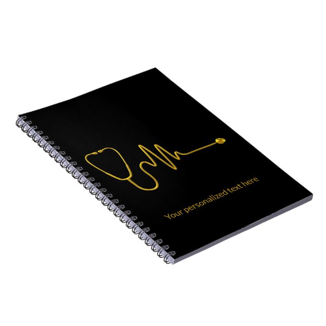Cuaderno Luxury Gold ECG Wave Stethoscope EKG Line Medical (Lado Derecho)