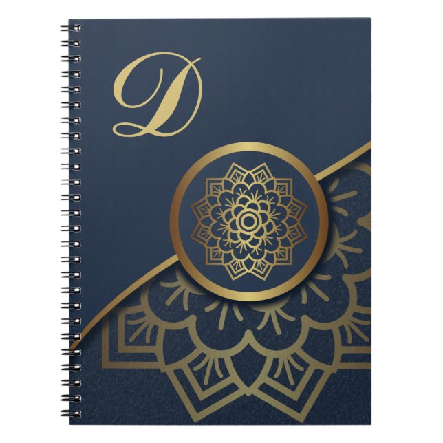 Cuaderno Luxury Gold personalizado Mandala Art Blue (Frente)