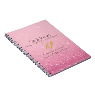 Cuaderno Luxury Hair Studio   Logotipo de purpurina rosa y 