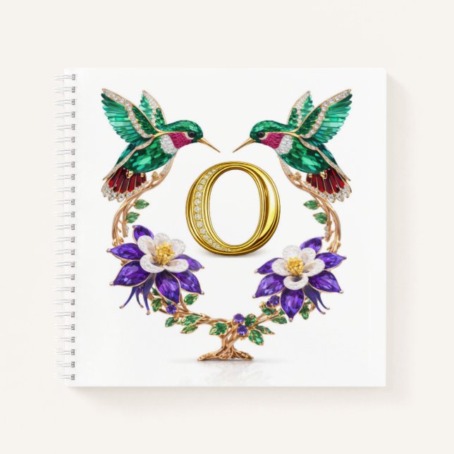 Cuaderno Luxury Initial O Monogram Hummingbird Jeweled (Anverso)