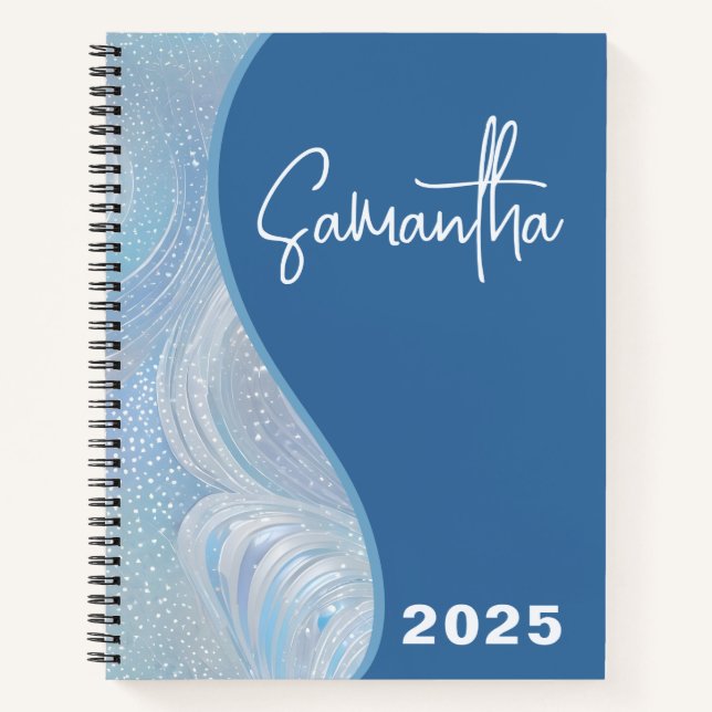 Cuaderno Luxury Iridescent Blue Gradient Spiral Notebook (Anverso)