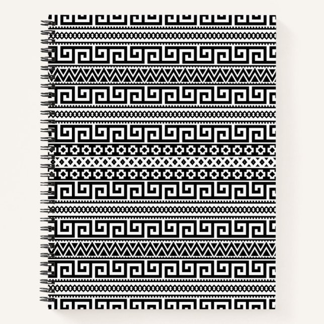 Cuaderno Luxury Monochrome Ancient Greek Aztec Maze Linear  (Anverso)