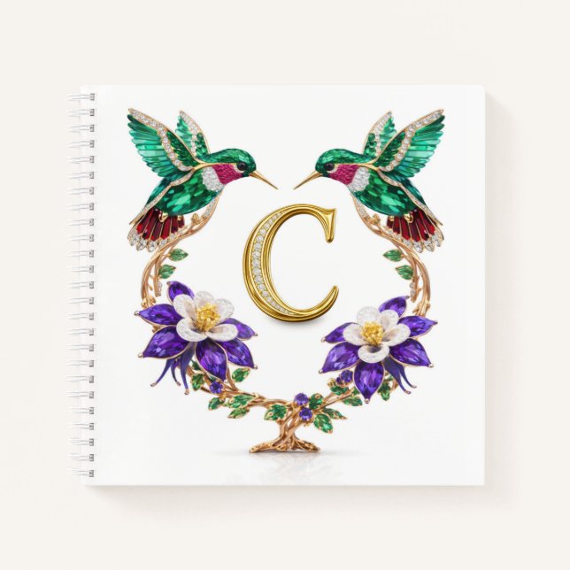 Cuaderno Luxury Monogram C Hummingbird Jeweled Wedding (Anverso)