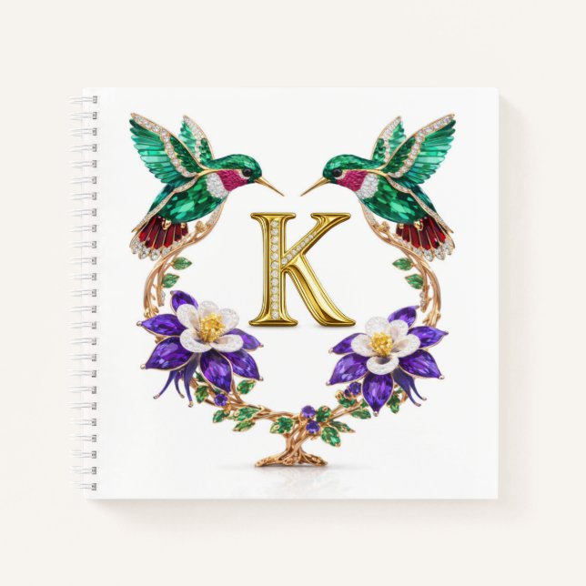 Cuaderno Luxury Monogram K Hummingbird Jeweled Gift  (Anverso)
