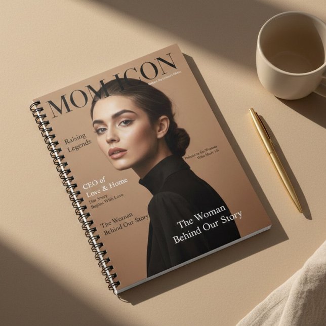 Cuaderno Luxury Personalized Mom Magazine Cover Photo  (Subido por el creador)