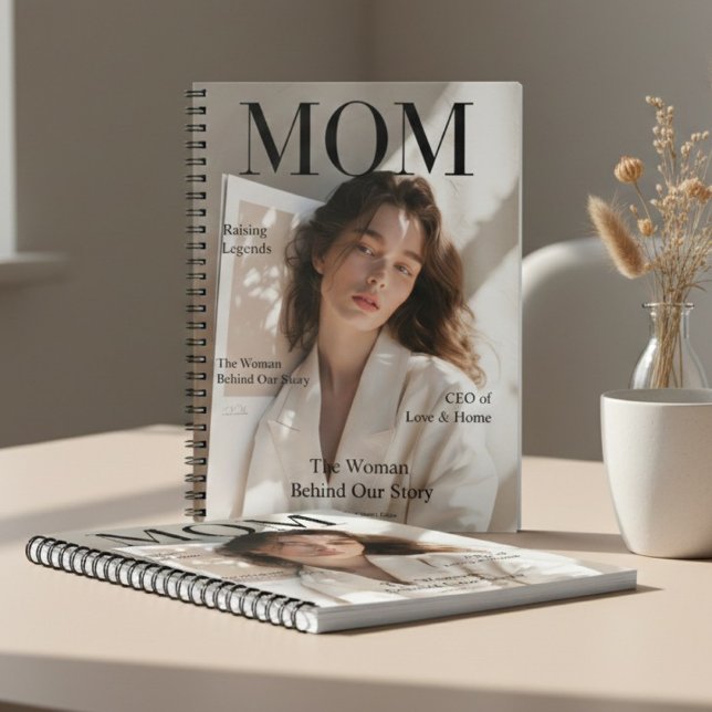 Cuaderno Luxury Personalized Photo Mom Magazine Cover (Subido por el creador)