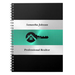 Cuaderno Luxury Turquoise & Black Key Real Estate Notebook