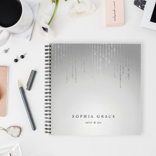 Cuaderno Luz de cadena de lluvia plateada personalizada