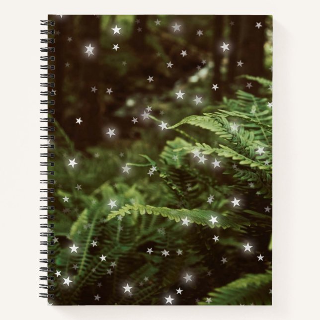 Cuaderno Luz de estrella de helechos verdes del bosque mági (Anverso)