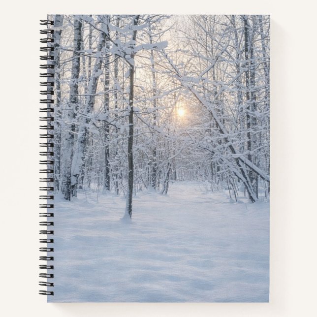Cuaderno Luz de invierno en un tranquilo bosque de abedules (Anverso)