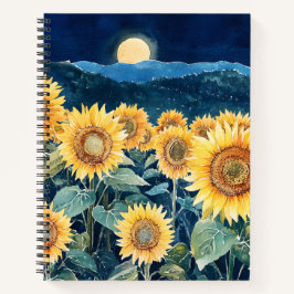 Cuaderno Luz de la luna sobre los girasoles