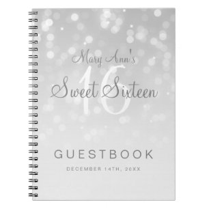 Cuaderno Luz de plata de la chispa de Bokeh del Guestbook