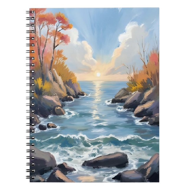 Cuaderno Luz solar de río de otoño Paisaje Acuarela (Frente)