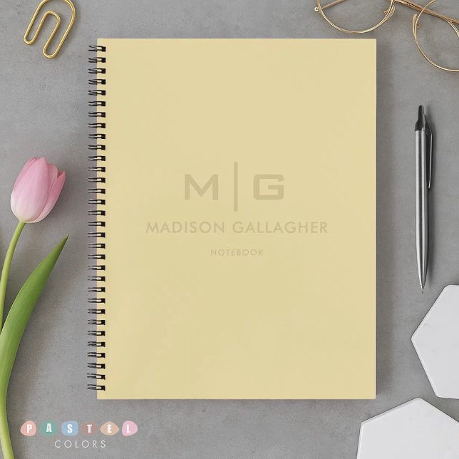 Cuaderno Luz Suave Sólida Amarillo Crema de Plátano Pastel  (Solid Soft Light Pastel Banana Cream Yellow Color Notebook
)