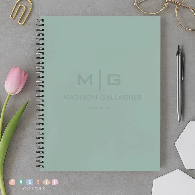 Cuaderno Luz Suave Sólida Color Verde Musgo Pastel Sage (Solid Soft Light Pastel Sage Moss Green Color Notebook
)