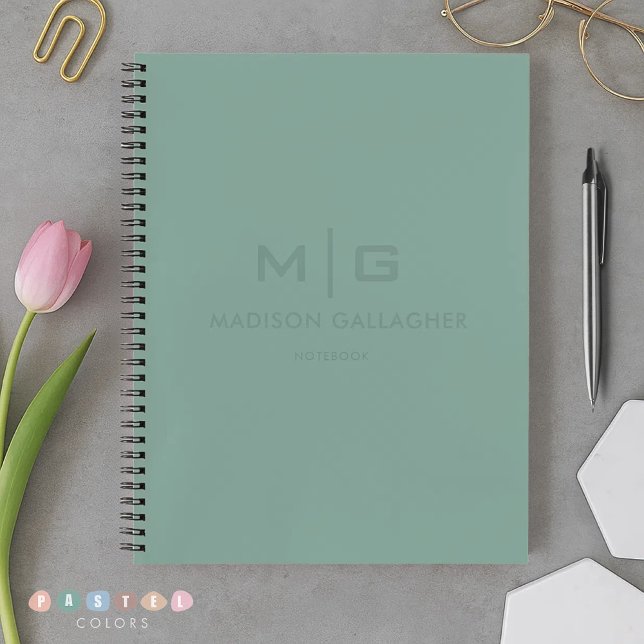 Cuaderno Luz suave sólida color verde musgo pastel sage (Solid Soft Light Pastel Sage Moss Green Color Notebook
)