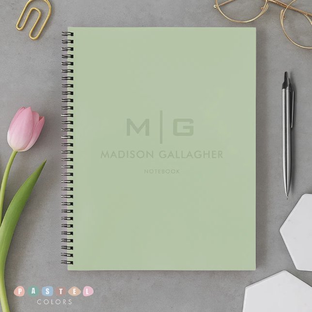 Cuaderno Luz suave sólida pastel verde musgo salvia (Solid Soft Light Pastel Sage Moss Green Color Notebook
)