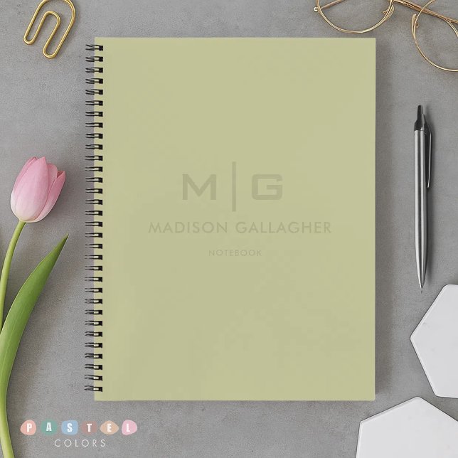 Cuaderno Luz suave sólida pastel verde musgo salvia (Solid Soft Light Pastel Sage Moss Green Color Notebook
)