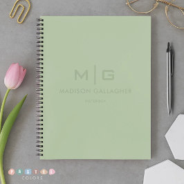 Cuaderno Luz suave sólida pastel verde musgo salvia verde C